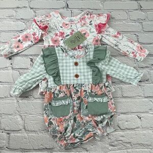 Boutique Baby Girl Romper Set 3-9 M
